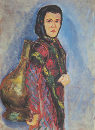 Девушка с кувшином. К. м., 69x50. 70-е годы.