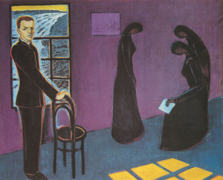 Ленинская серия. Известие о казни брата. X. м., 80x100. 1983-1984