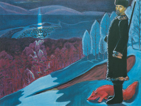 Ленинская серия. Шушенское. Охота. X. м., 76x100. 1983-1984.